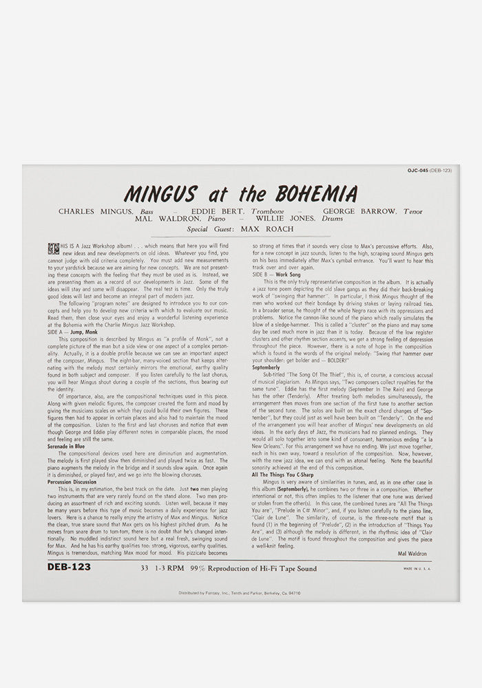 CHARLES MINGUS Mingus At The Bohemia Exclusive LP