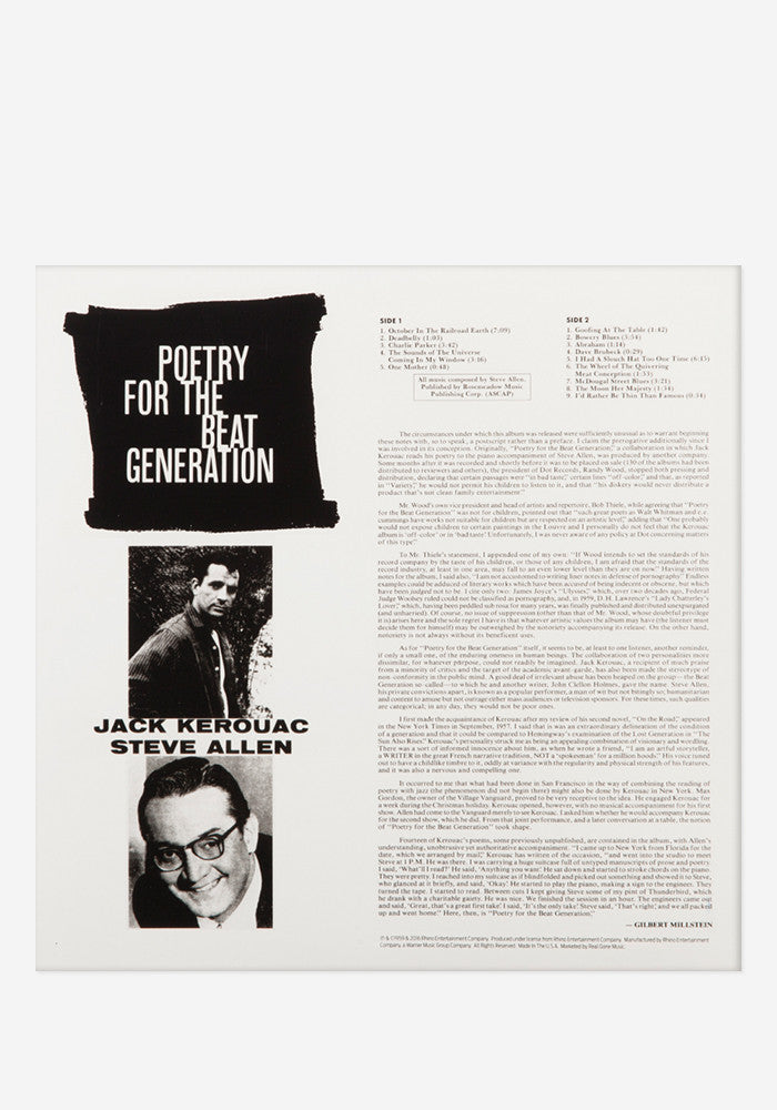 JACK KEROUAC / STEVE ALLEN Poetry For The Beat Generation Exclusive LP