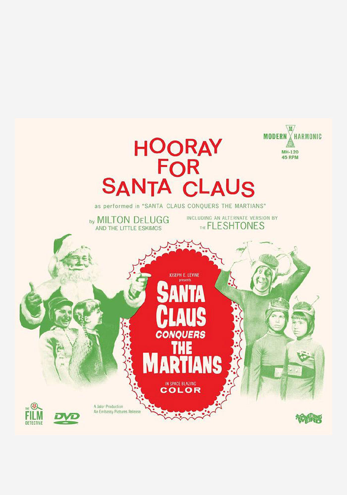 MILTON DELUGG & THE LITTLE ESKIMOS / THE FLESHTONES Hooray For Santa Claus 7" (Color) + DVD