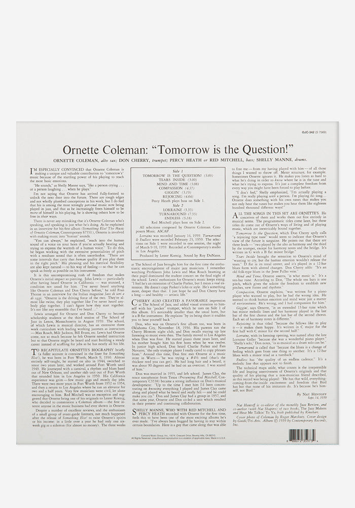 ORNETTE COLEMAN Tomorrow Is The Question Exclusive LP