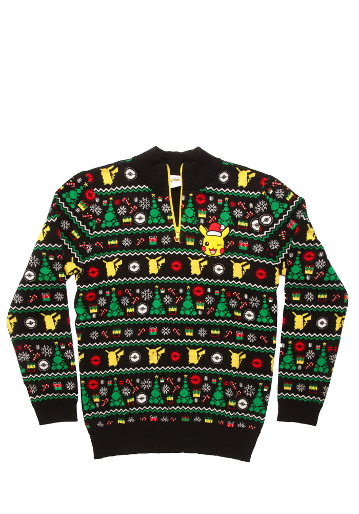 POKEMON Festive Santa Pikachu Half-Zip Pullover