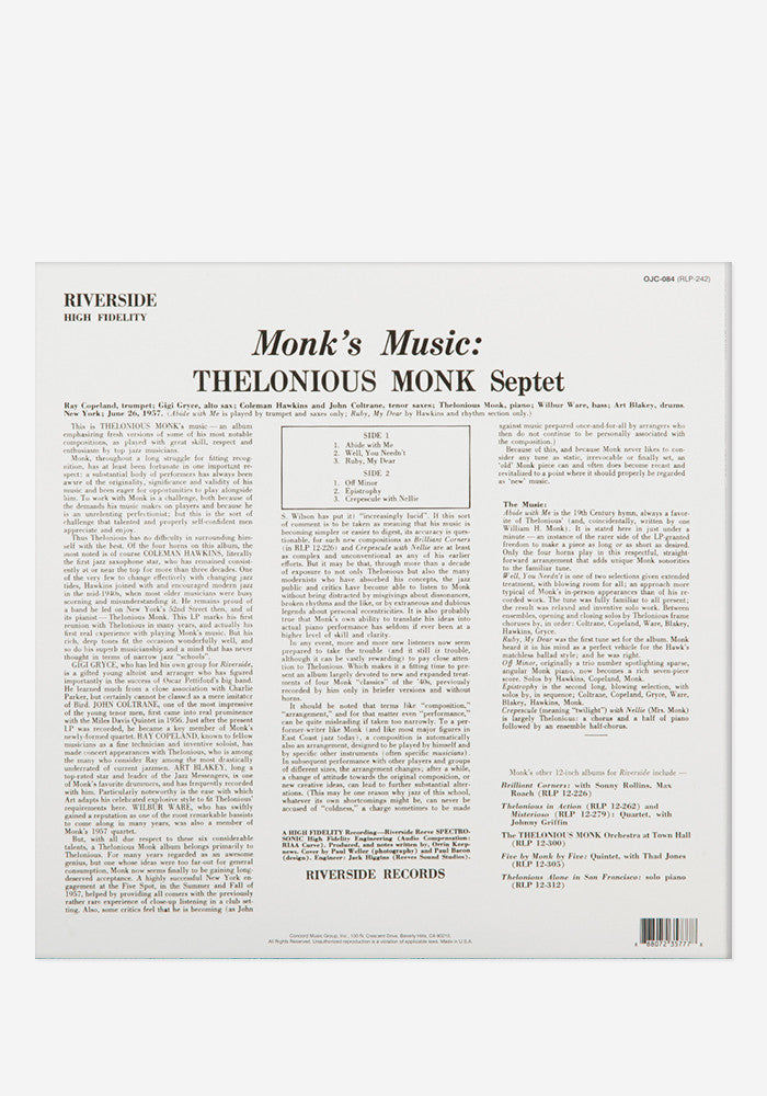 THELONIOUS MONK Monk's Music Exclusive LP