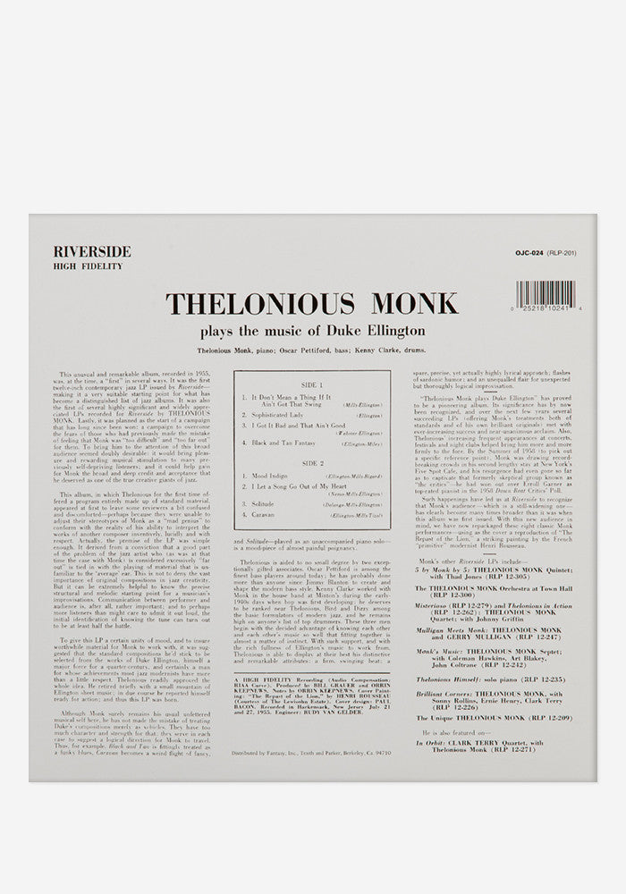 THELONIOUS MONK Plays Duke Ellington Exclusive LP