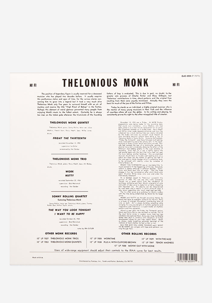 THELONIOUS MONK & SONNY ROLLINS Thelonious Monk & Sonny Rollins Exclusive LP