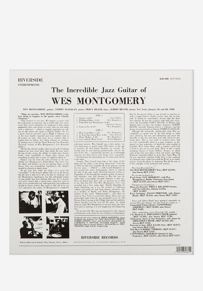 WES MONTGOMERY The Incredible Jazz Guitar Of Wes Montgomery Exclusive LP