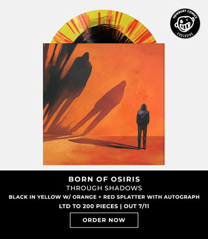 Born of Osiris - Through Shadows, Black in Translucent Yellow w/ Orange + Red Splatter Vinyl with Autograph | LTD to 200 Pieces, Out 7/11